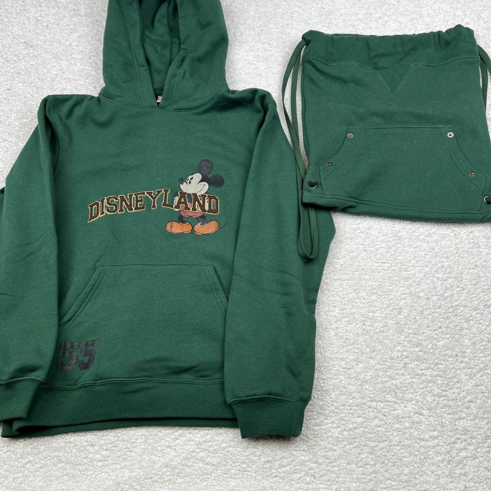 Disneyland Resort Mickey Mouse Kids Green Hoodie and Bag Set Size L 10/12 - Picture 2 of 9